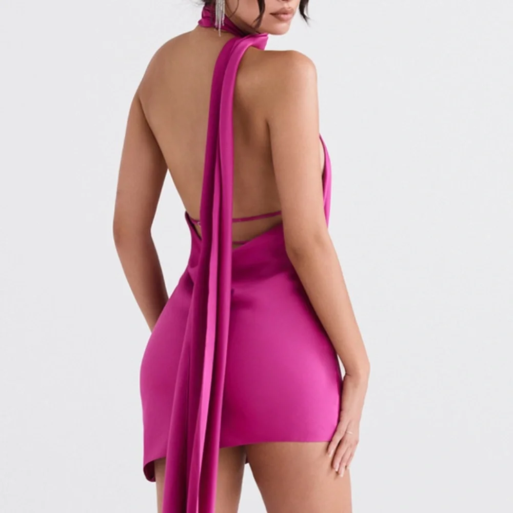 💖 HOUSE OF CB HOT PINK WRAP NECK DRESS 💖 - Picture 6 of 15